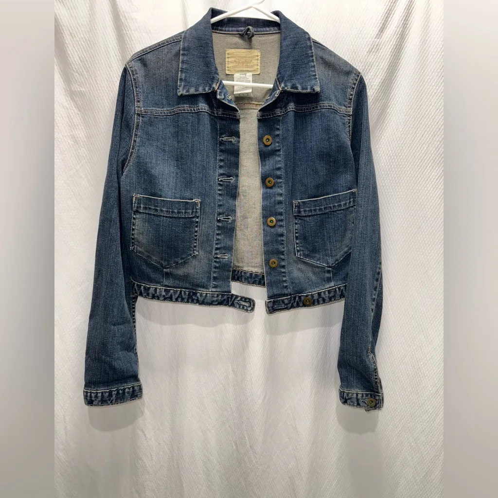 Vintage Levi’s Y2K Denim Button Up Cropped Jean Jacket Size Large - Image 5