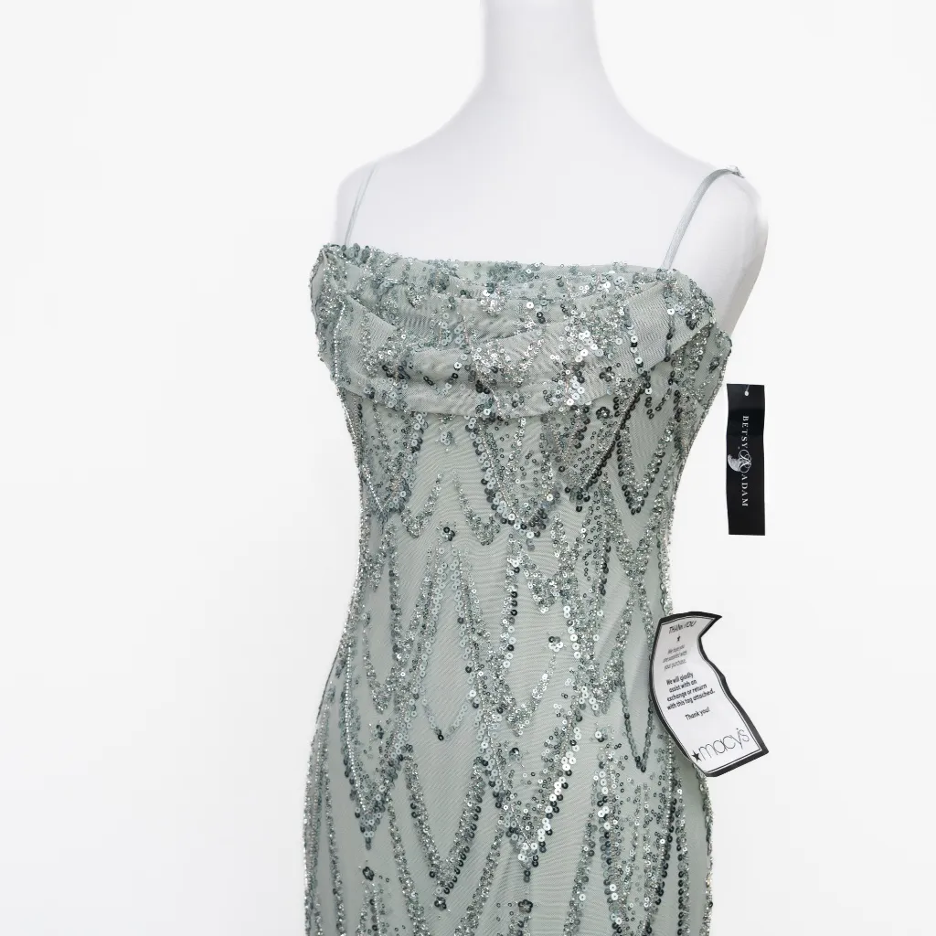 Betsy & Adam - Sequin-Embellished Draped-Neck Gown - Image 10