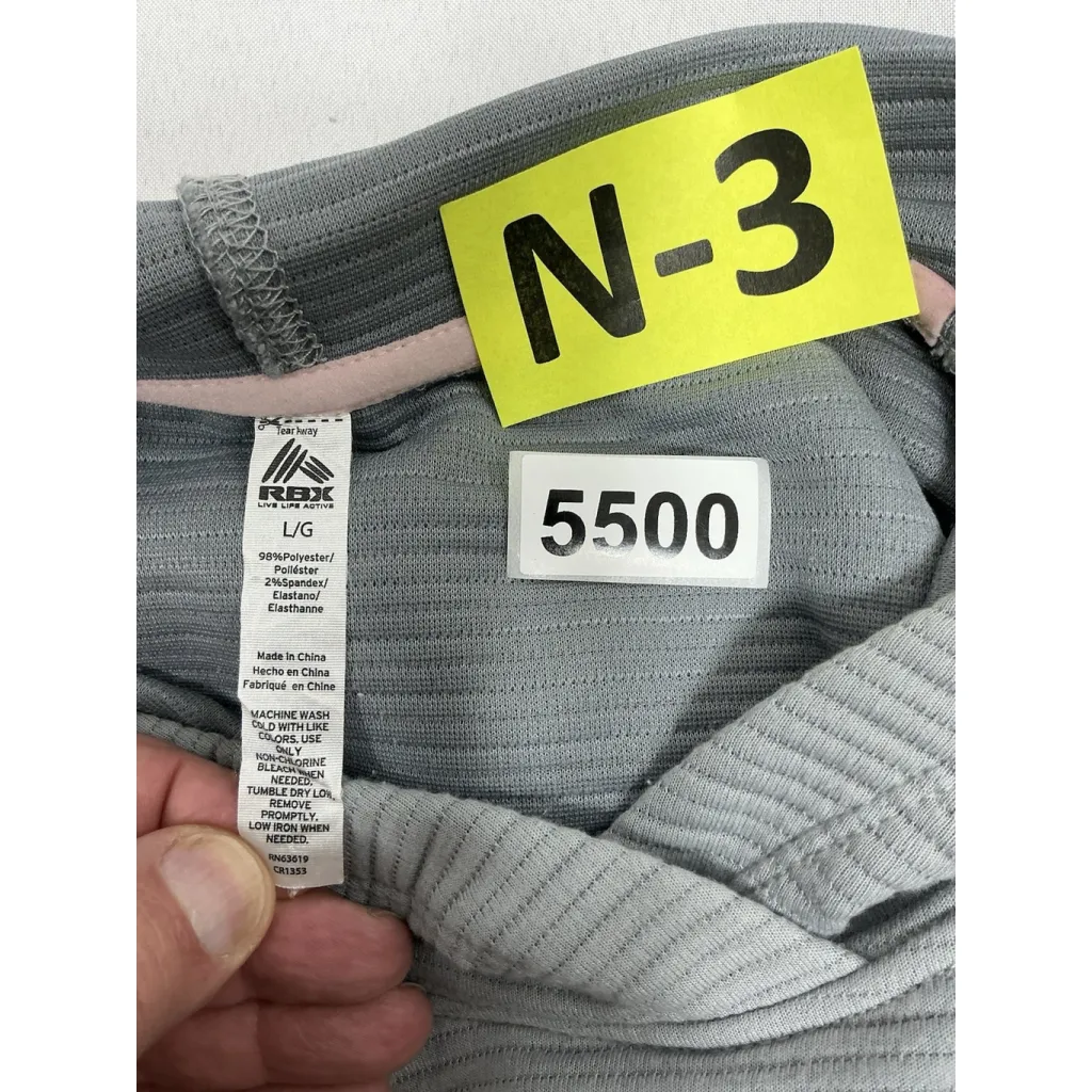 Womans RBX Long Sleeve Pullover Hoodie Large Gray Textured Side Slits - Image 3