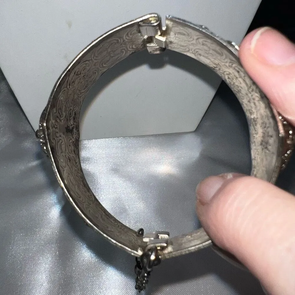 Silver Plated Vintage Hamsa and Camel Ethnic Cuff Bracelet - Image 9