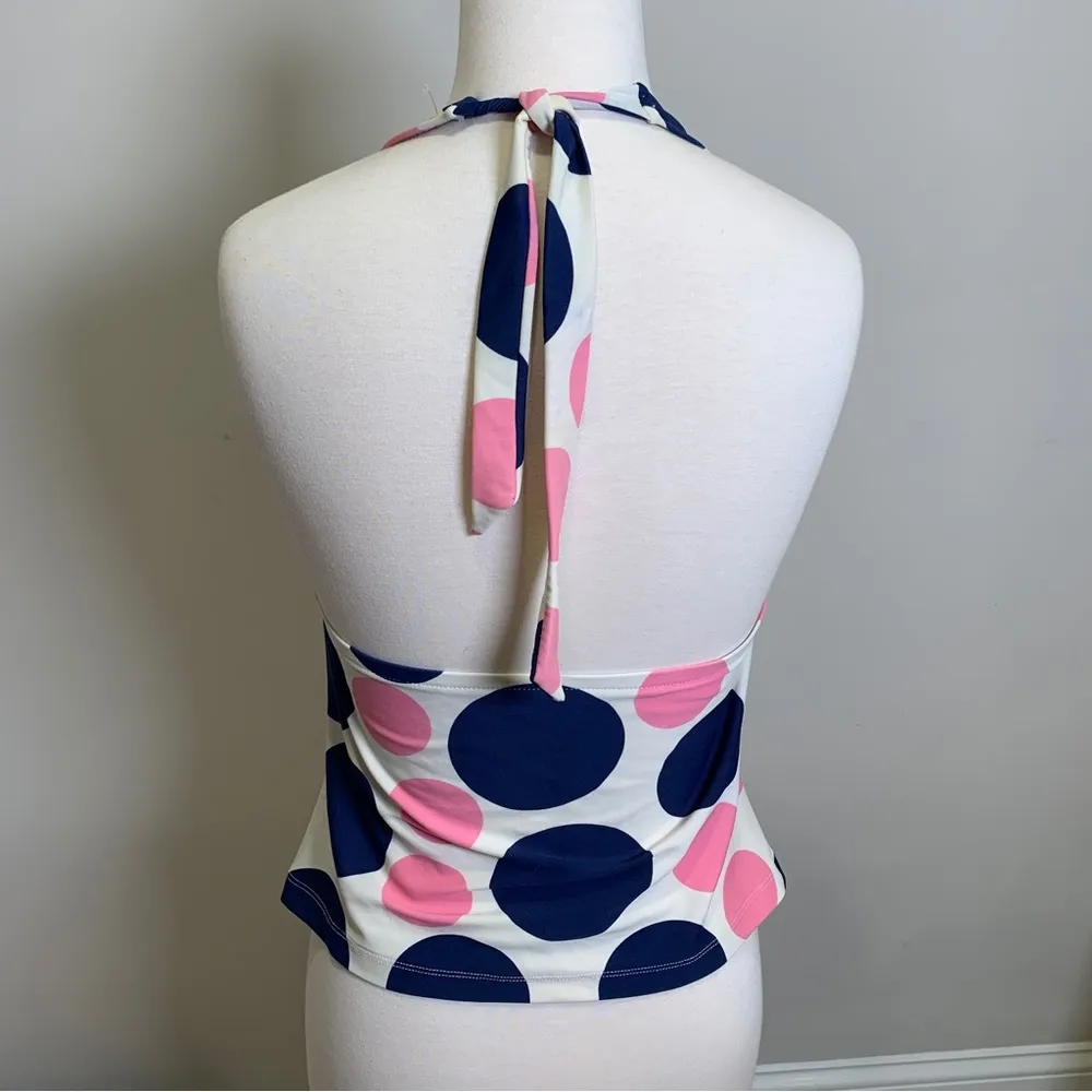 Sunset Separates Polka Dot Tankini Swimwear Size Medium Blue - Image 3