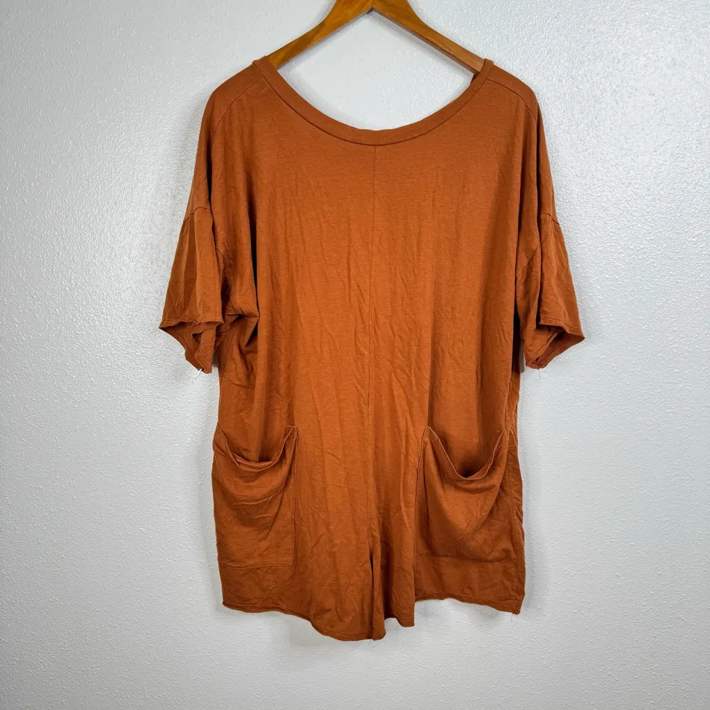 Bucket List Rust Short Sleeve Oversized Romper Orange Size M - Image 2