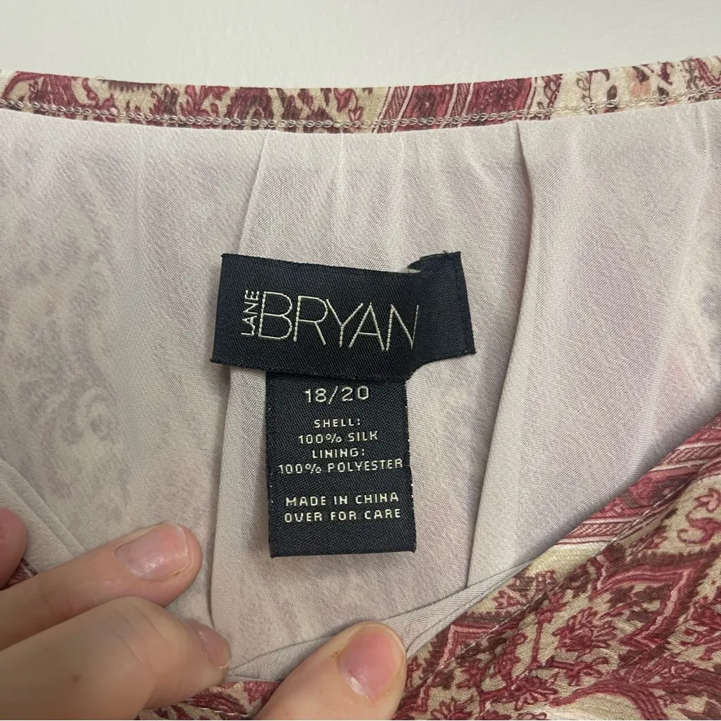 Lane Bryant Asymmetrical Silk Skirt in Burgundy and Beige - Image 3