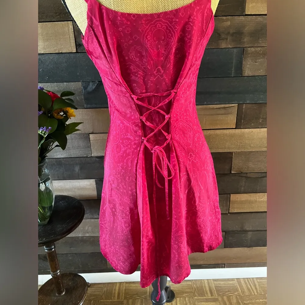 90s DBY Vintage Red & Pink Western Pattern Tie - Image 3