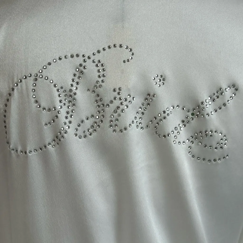 Victoria’s Secret white Bride rhinestone Embellished Satin Short Robe NWT  O/S - Image 6