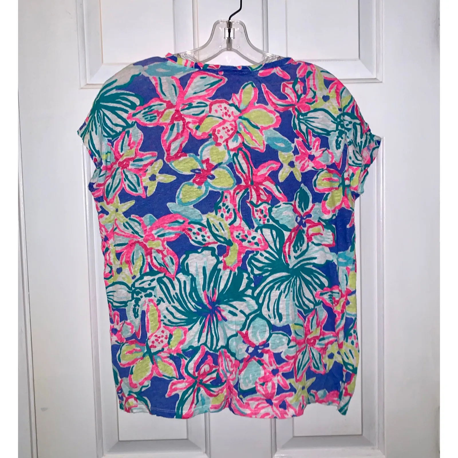 Lilly Pulitzer Iris Blue Casa Azul Hartwell Boxy Linen Floral Tee - Image 5
