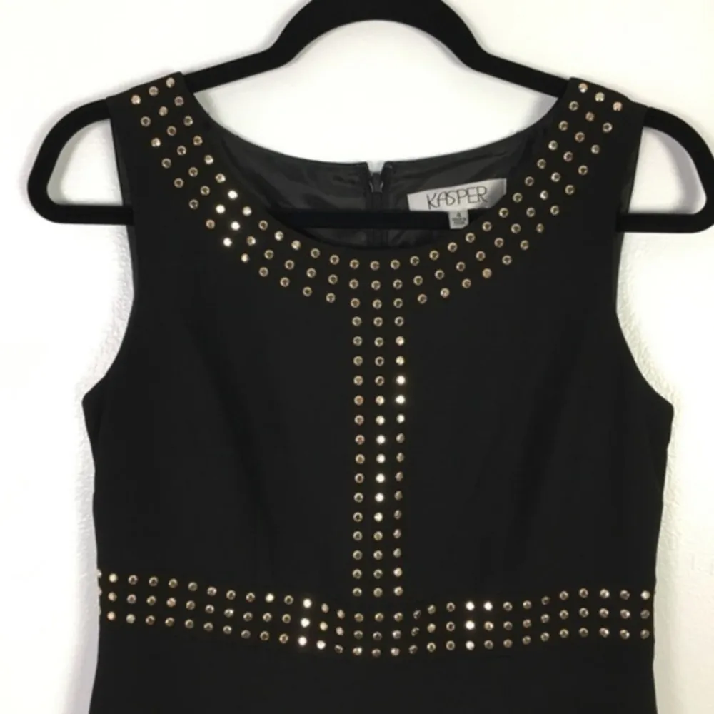 KASPER  Sleeveless Gold Studded Sheath Dress‎ - Image 6