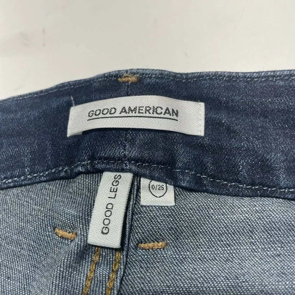 Good American Dark Wash Good Legs Skinny Jeans Stretch Size 0/25 - Image 3