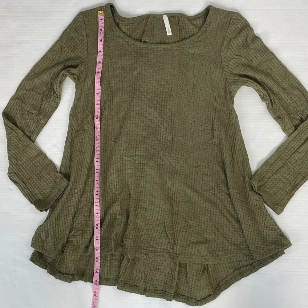 Sage Green Waffle Knit Long Sleeve Lagenlook Top Corset Back Small - Image 11