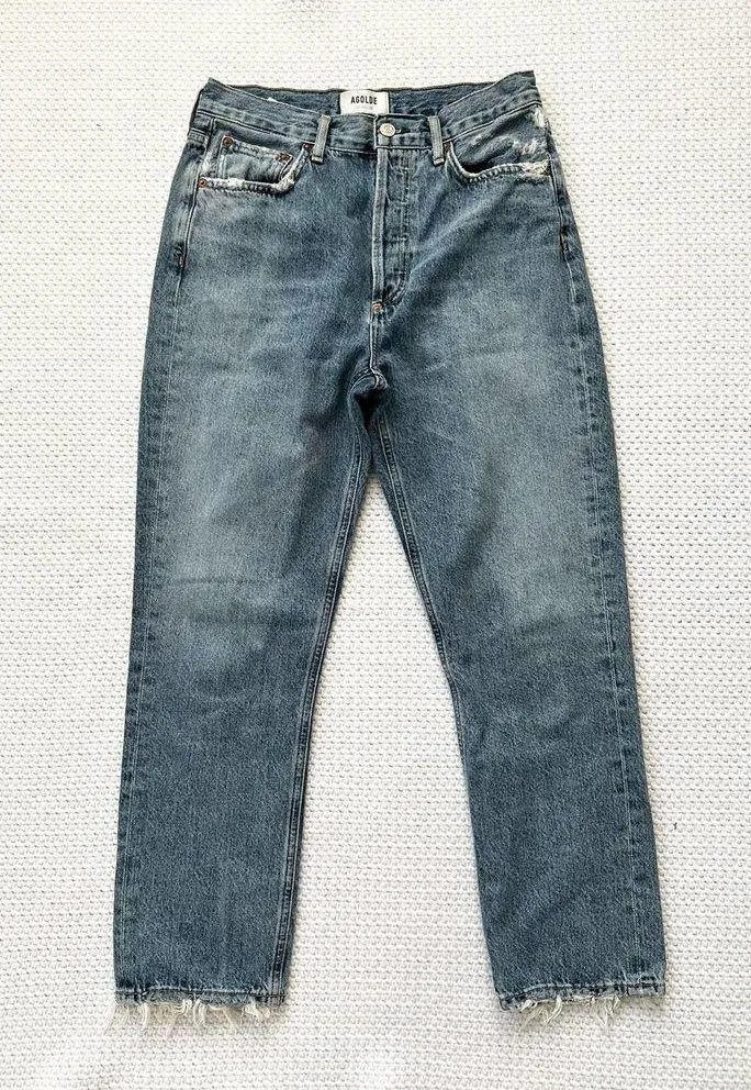 Riley High Rise Straight Crop Denim Jeans Button Fly In Frequency 27 - Image 4