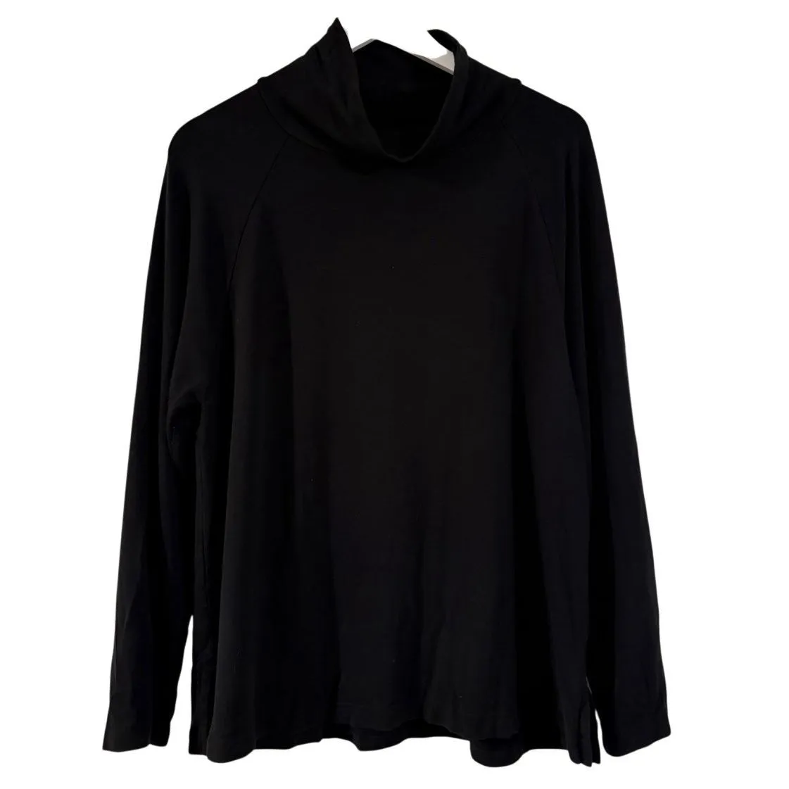 Lou & Grey black fleece lined mock neck pullover sweater large - Image 2