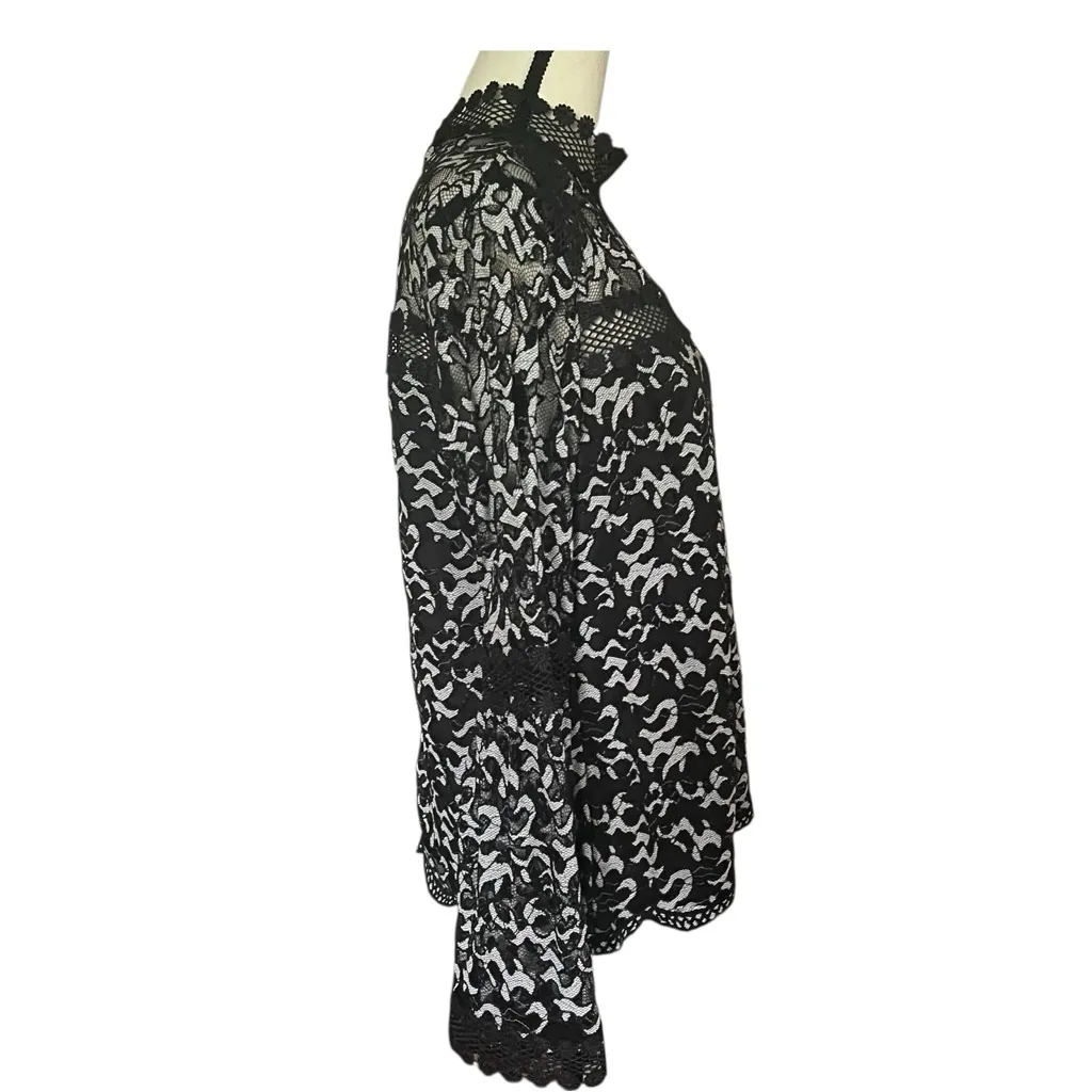 Boston Proper Black Lace Bell Sleeve New without tags exquisite top. SZ.L - Image 7