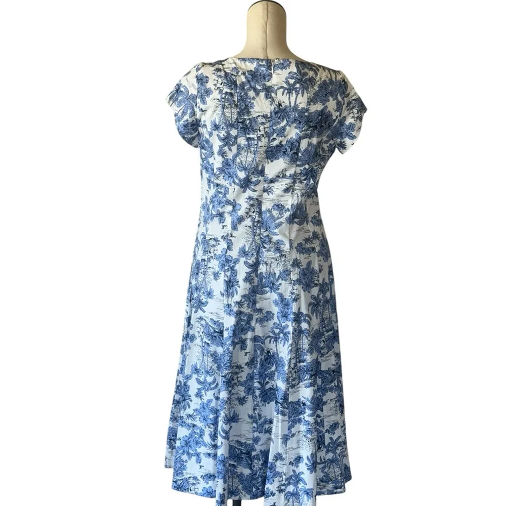 NWOT Joie Dress Blue & White Toile Chinoiserie Midi Dress  Cotton SZ-6 - Image 5