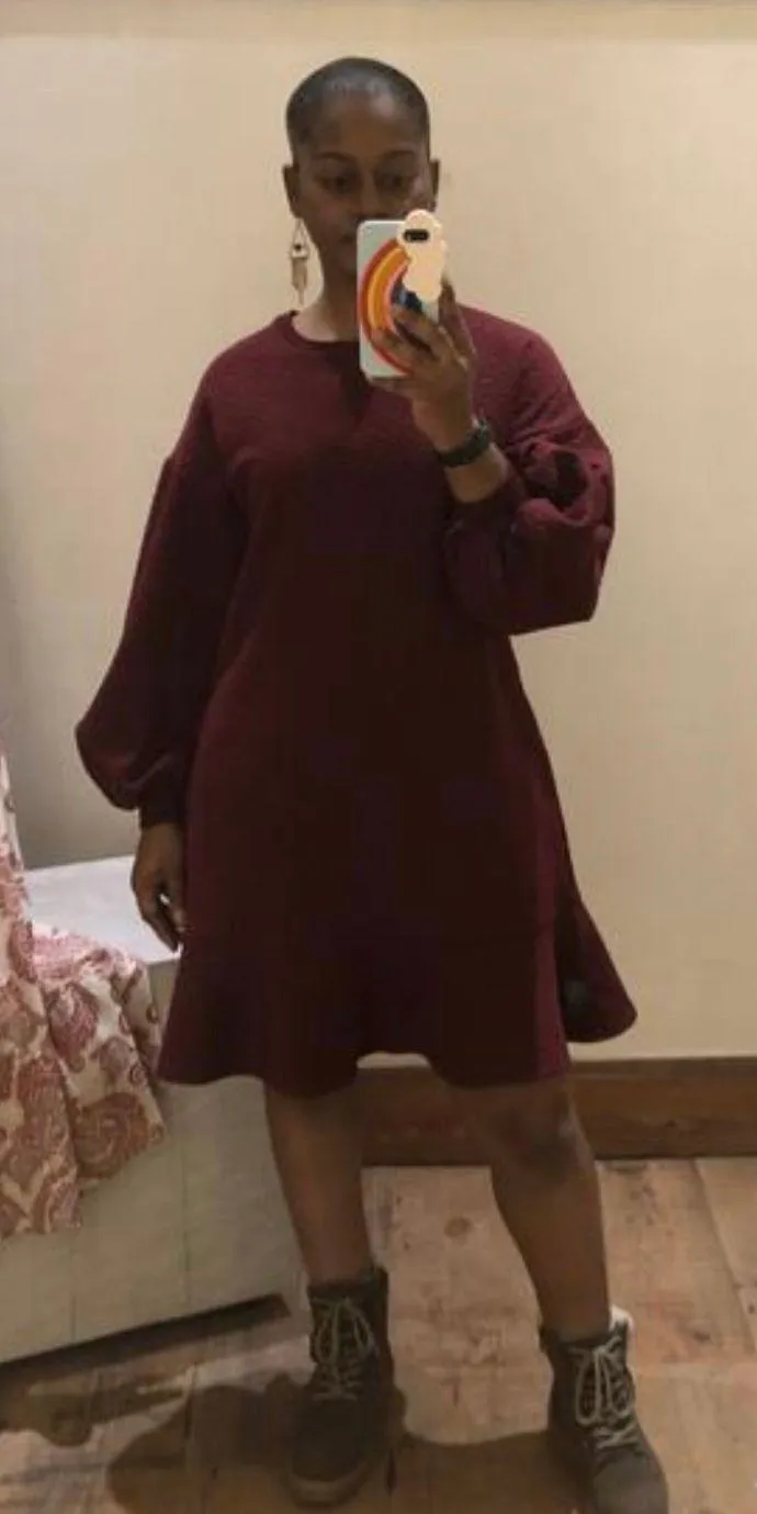 NWT $138  Wine Odila Tunic Long Sleeve Crew Neck Pullover Dress S - Image 3