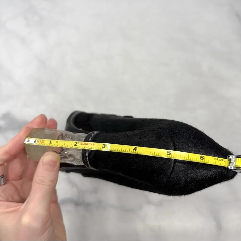 FENDI Ice Heel Calf Hair Leather Loafer Platform Wedge Avant Garde Goth Black 36 - Image 13