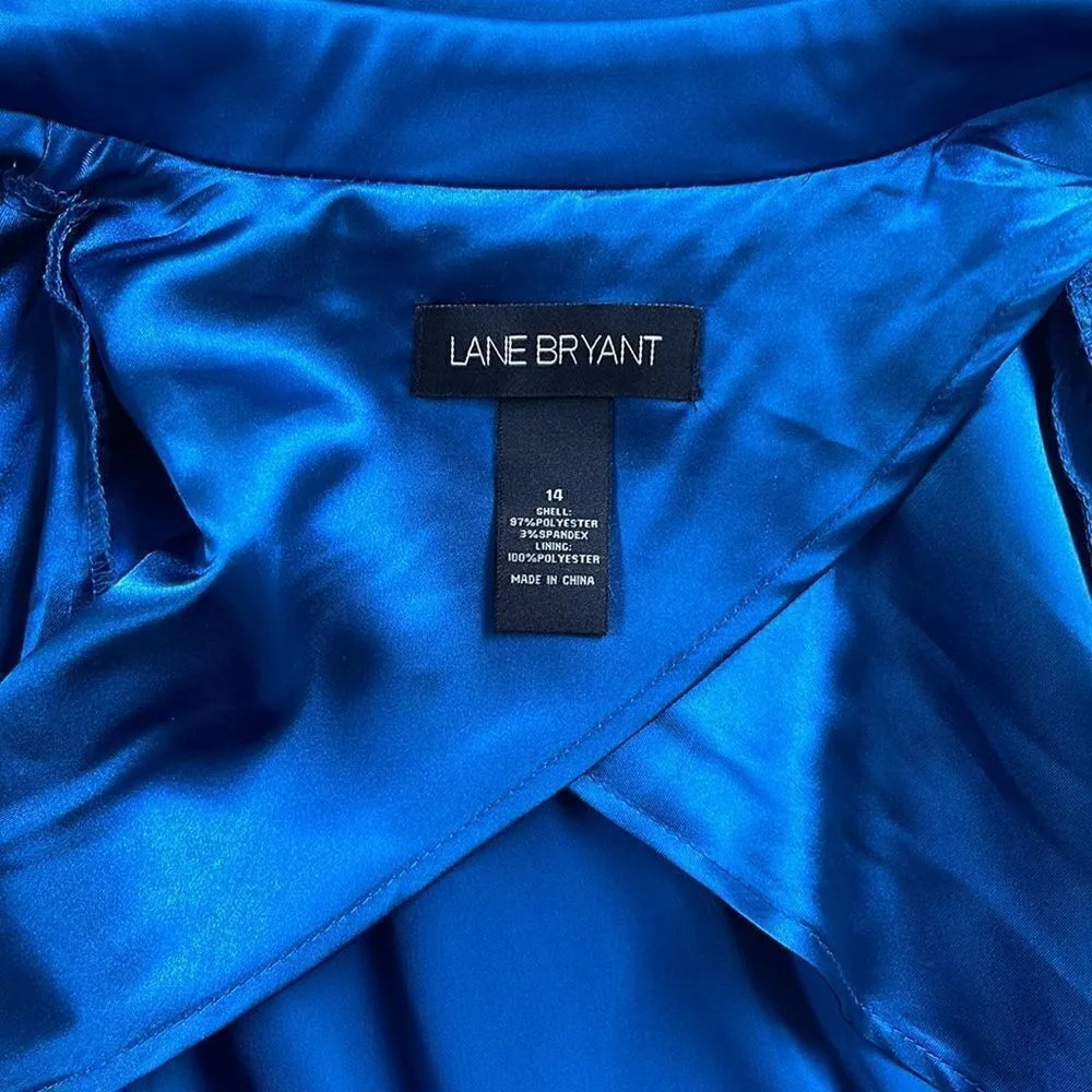 Lane Bryant suit jacket.  Size 14.  Silky and sleek blue suit jacket.  EUC. - Image 5