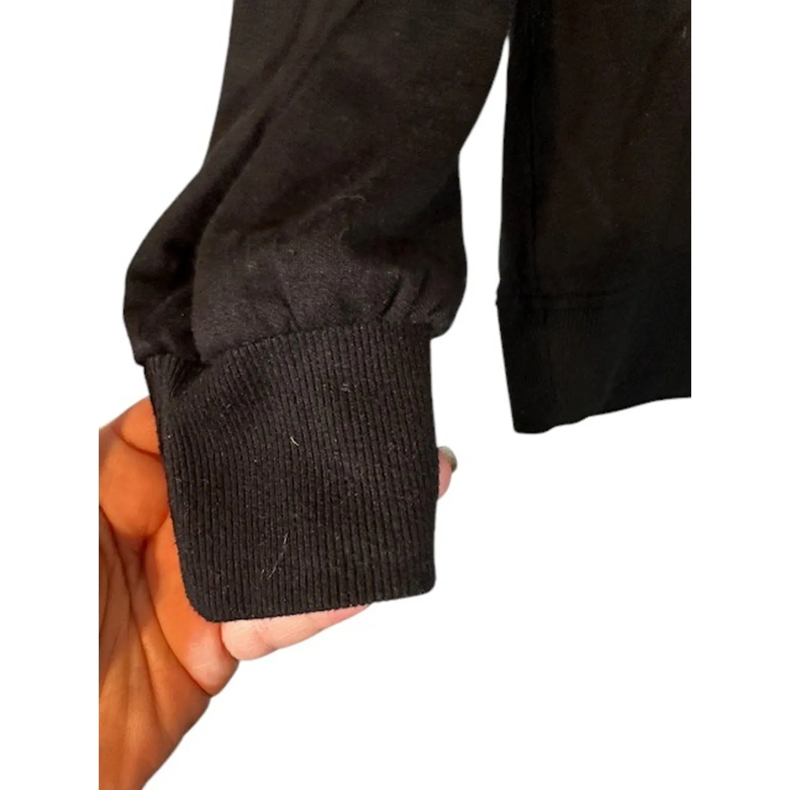 Three Dots Black Quarter Zip Long Sleeve Stretch Pullover Sweatshirt Women Small - Image 4