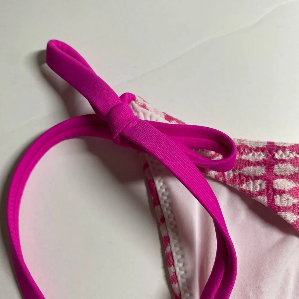 Lemlem Side Tie Pink Textured Bikini Swim Bottoms L Large NWOT - Image 4