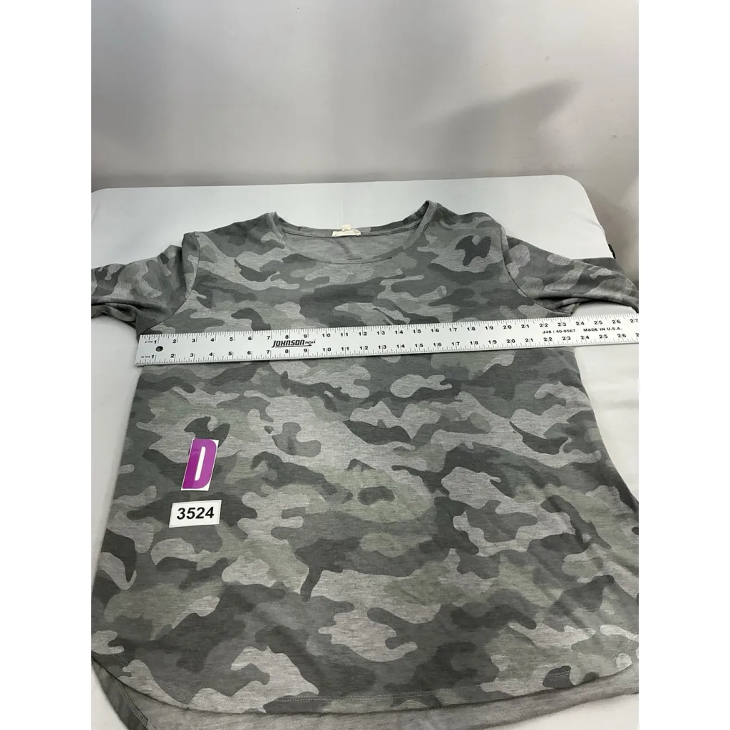 Womans Jane & Delancey XL Gray Camo Long Sleeve Pullover T Shirt - Image 6