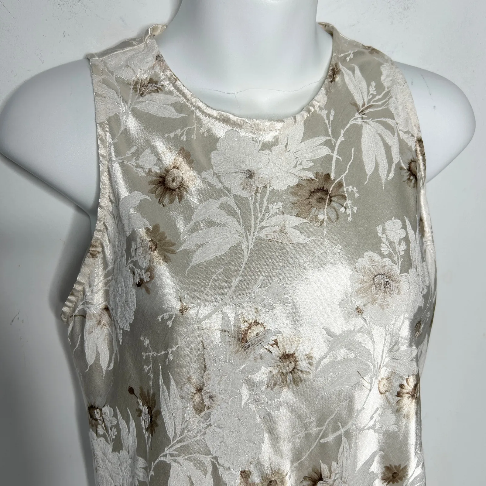 ALL THAT JAZZ Vintage Floral Satin Mini Summer Dress Womens Size 9/10 90s Y2K - Image 5