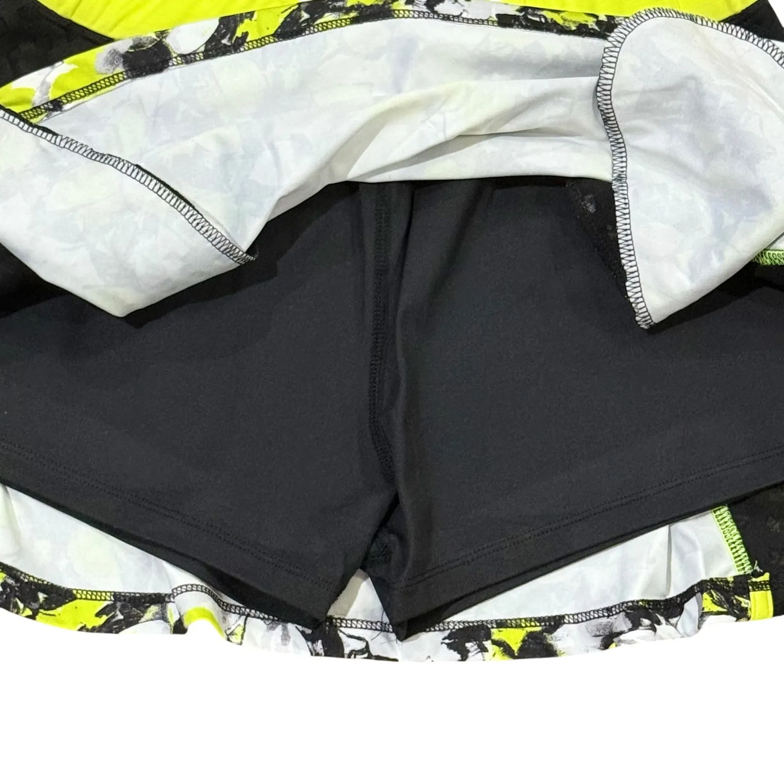 Eleven By Venus Williams Tennis Skirt Floral Black Neon Yellow Athletic Skort S - Image 4