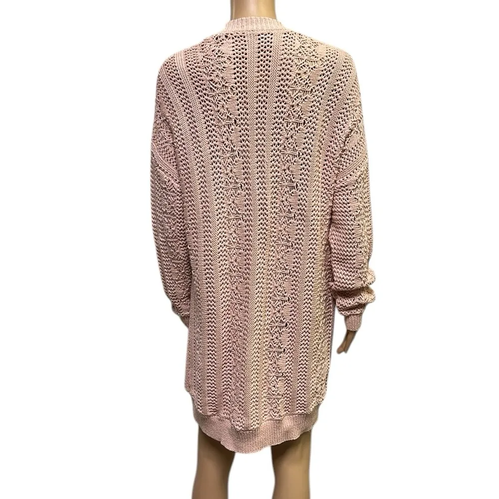 Buffalo David Bitton Long Dusty Pink Open Front Cardigan Sweater Womens Medium - Image 5