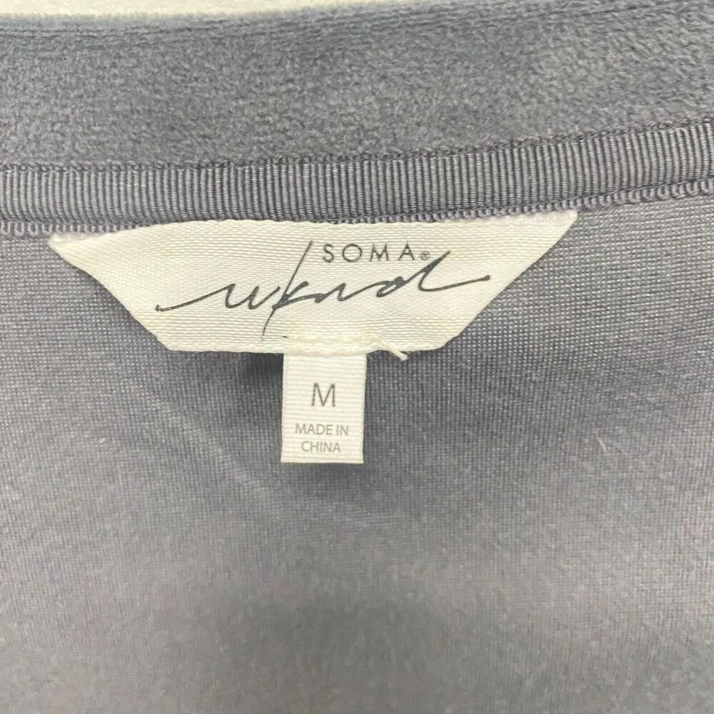 Soma Weekend Velour Pullover V neck Long sleeve Gray Sweater Size M Soft omfy - Image 4