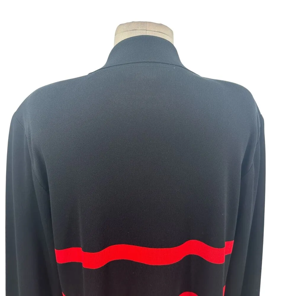 Exclusively Misook Black Red Striped Button Cardigan‎ Sweater Blazer Size Large - Image 8
