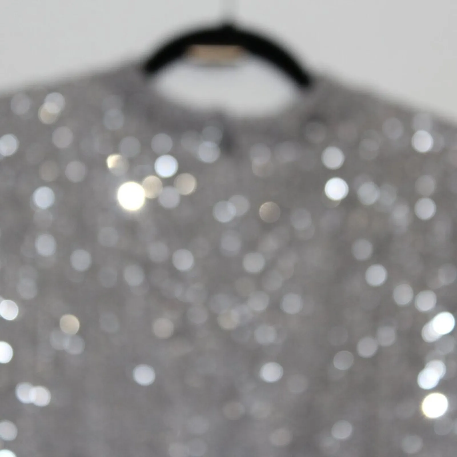 Arma Cool Silver Glitter Sequin Long Sleeve Maxi Dress Size 16 - Image 9