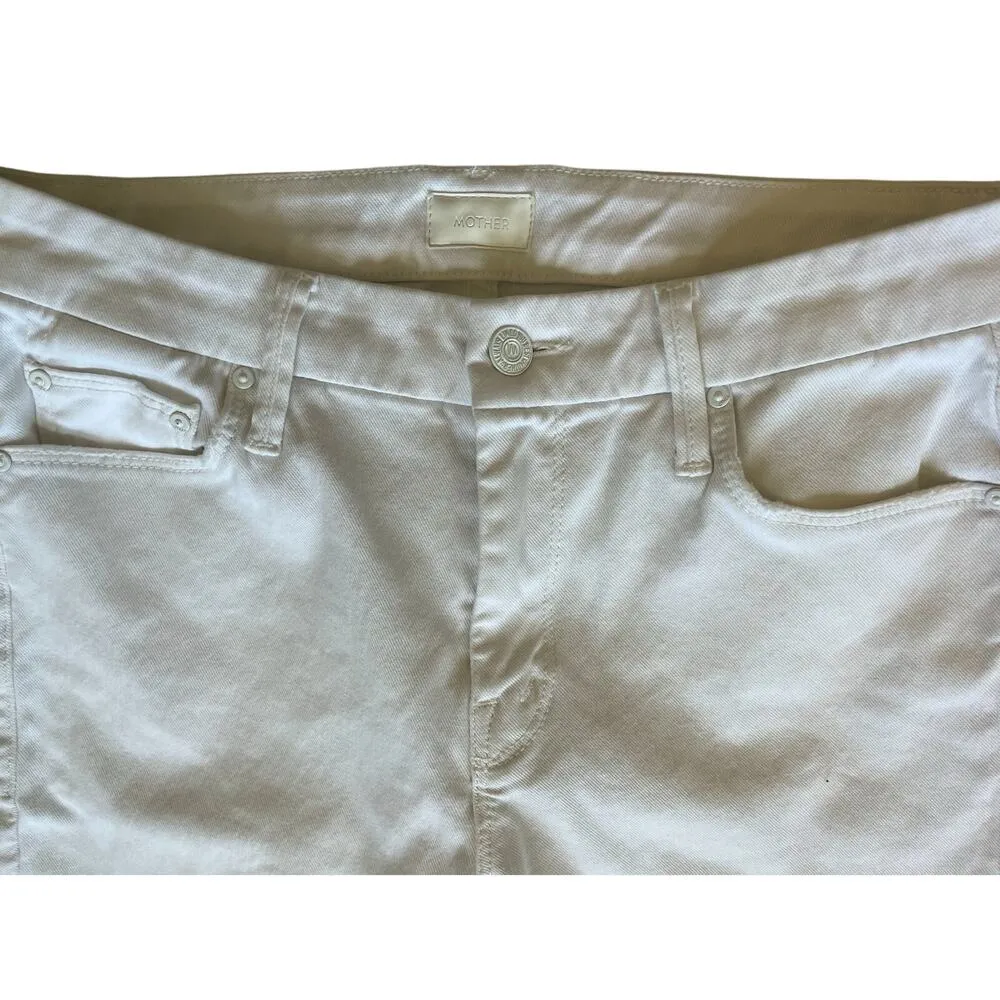 MOTHER Denim Looker Ankle Fray Jeans in Glass Slipper White Size 29 - Image 3