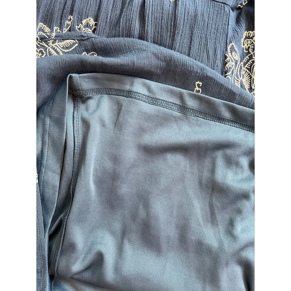 Lulu's No One Quite Like You Blue Embroidered L/S Shift Dress Size S, SEE FLAW - Image 14