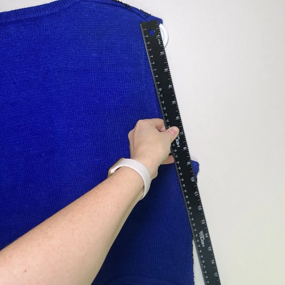 Vintage Womens Size Large Worthington Royal‎ Blue Beaded Vest Holiday Party 90s - Image 6