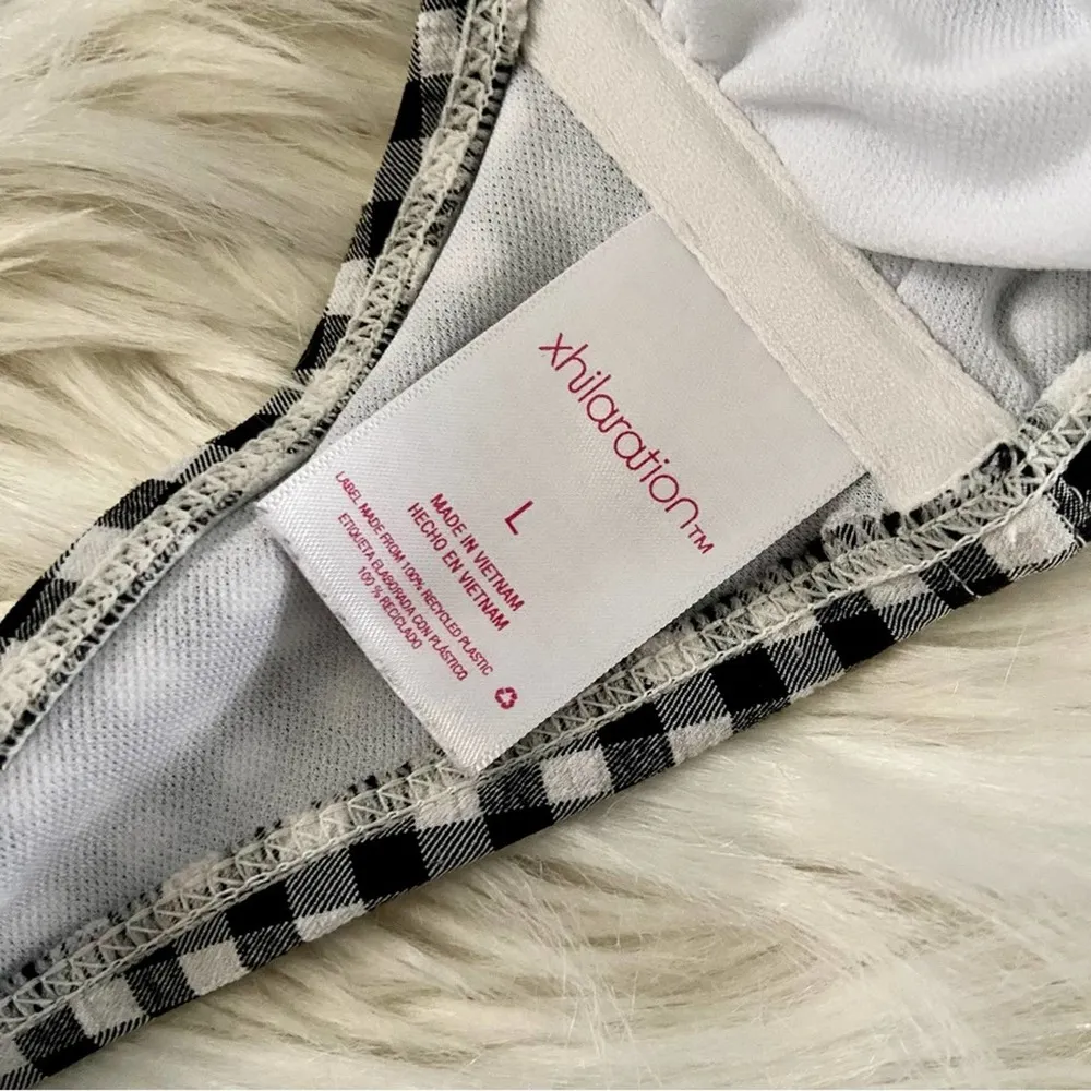 Xhilaration Black White Gingham Tank bikini Top Sz L - Image 16
