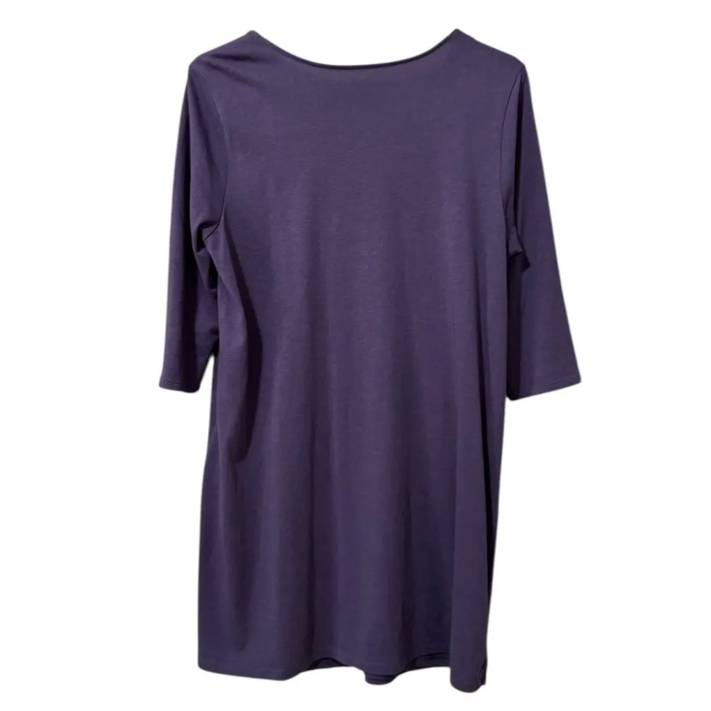 Pure Jill J Jill Wrap Tunic Top Women‎ Size Medium Purple Asymmetrical Stretch - Image 2