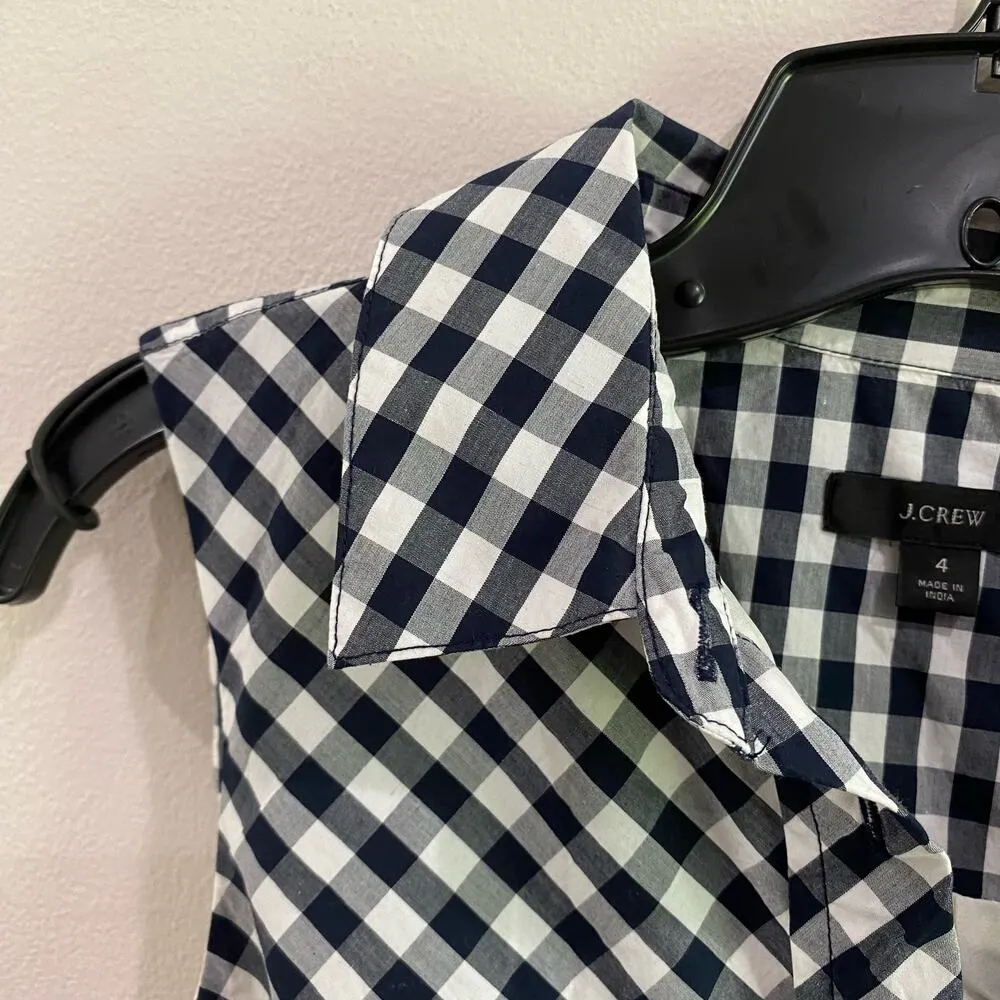 J. Crew Shirtdress Gingham A-Line Blue and White Dress Size 4 - Image 5