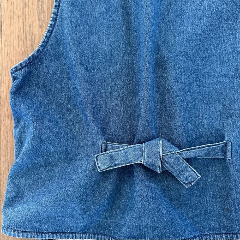 Anthropologie Vintage Embroidered Geometric Denim Western Sleeveless Vest Blue L - Image 2