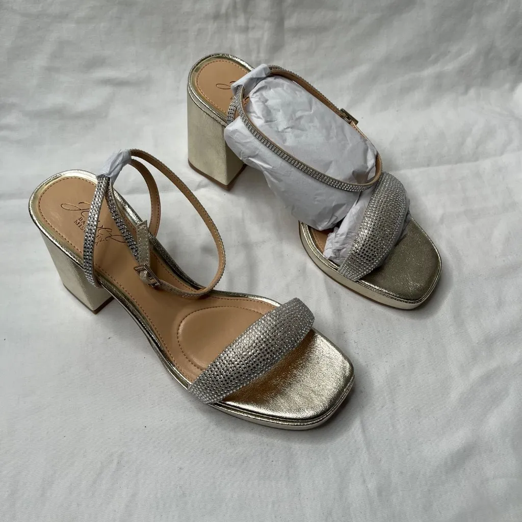 Jewel Badgley Mischka Women's 9 M Teddi Platform Sandals Gold Metallic open toe - Image 3