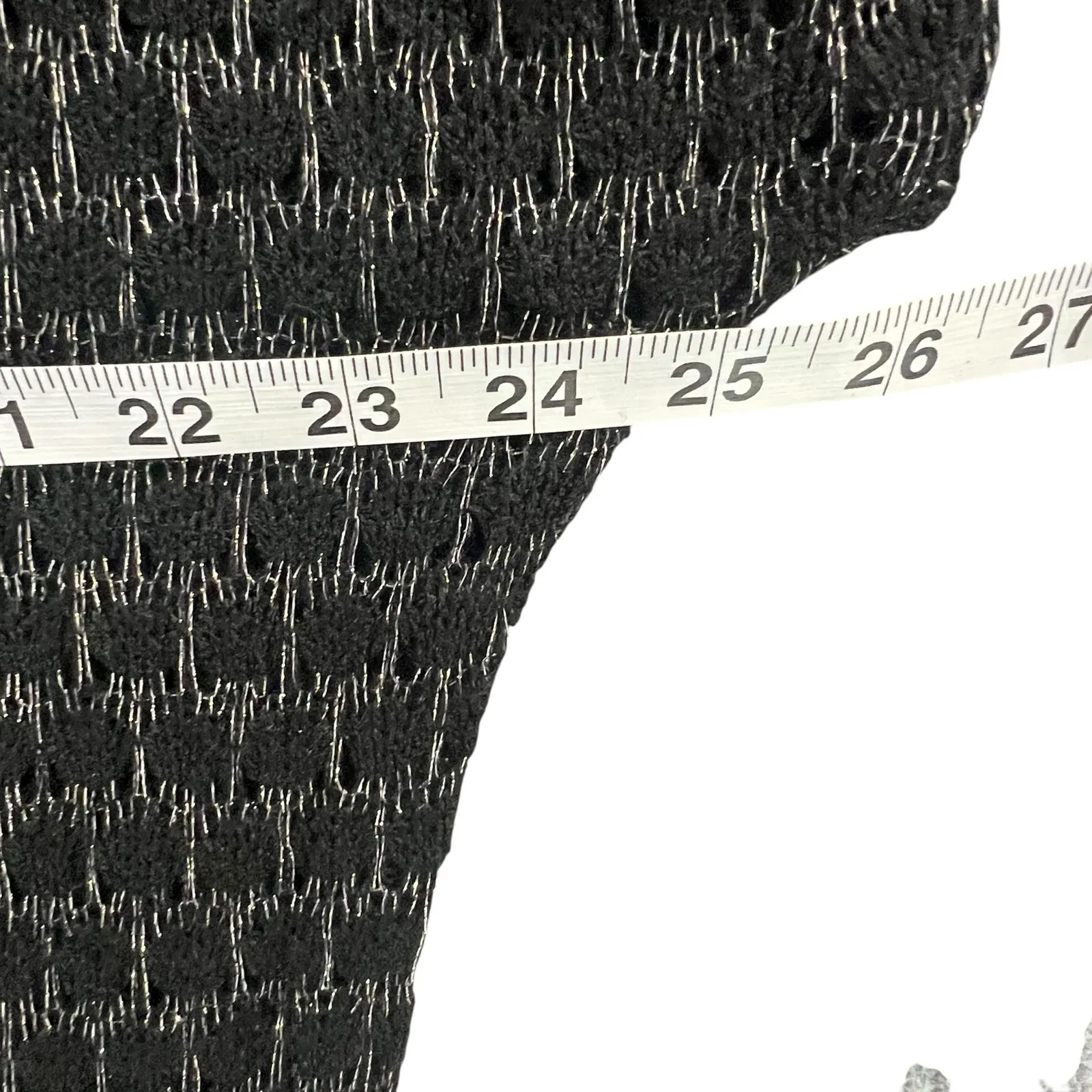 Romeo & Juliet Couture Sweater Top Small Black Metallic Open Knit Relaxed Boxy - Image 5