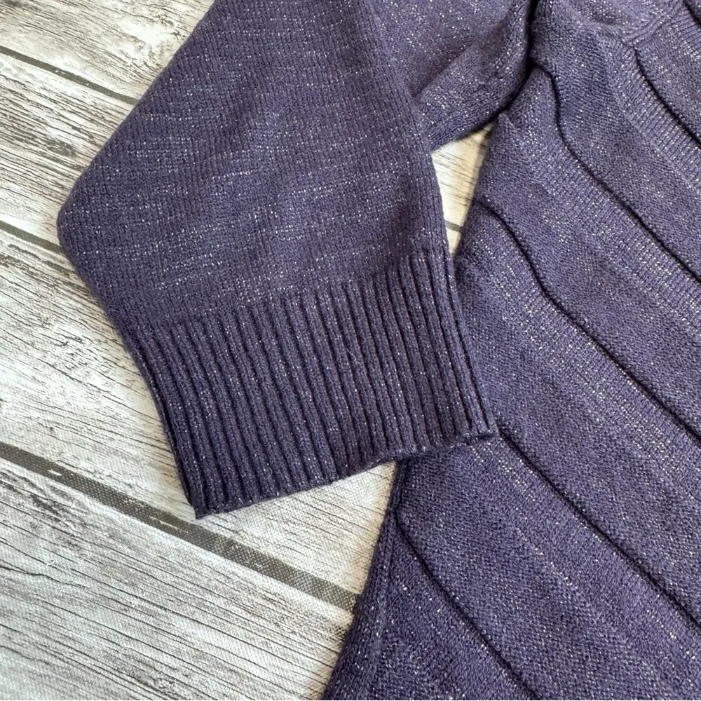 New York & Company Womens Asymmetrical Sweater Dark Purple Metallic M Med Medium - Image 6