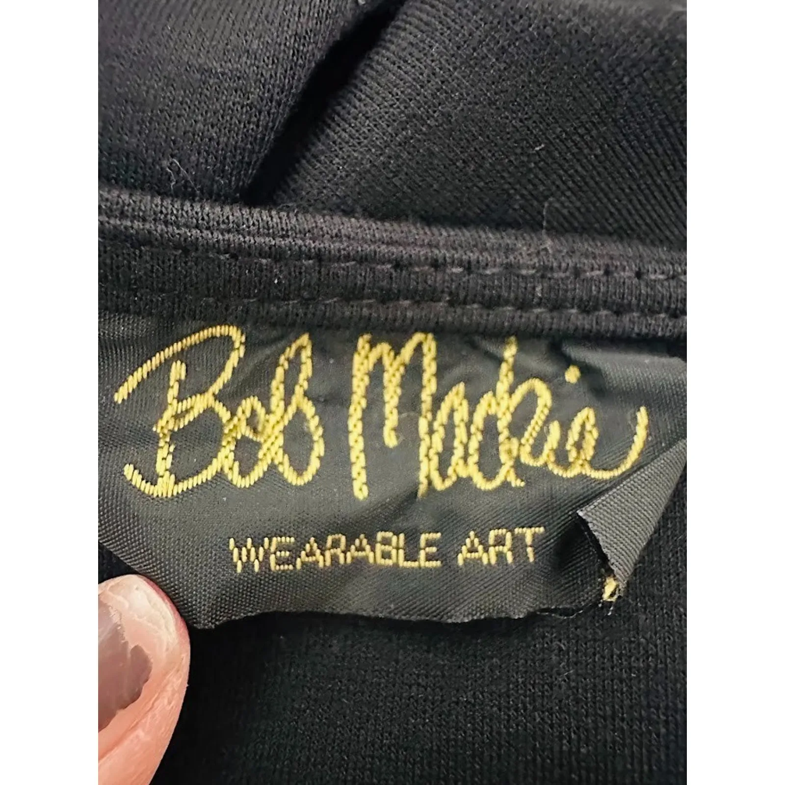 Vtg Bob Mackie Wearable Art Maxi Shift Black 1X Dress Embroidery Lounge Boho - Image 4