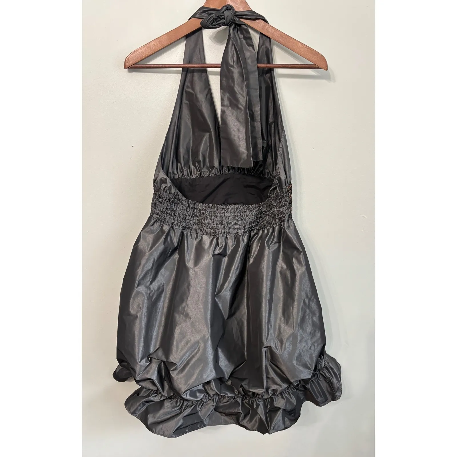 BCBG Generation Dress M Grey Beaded Halter Bubble Hem Party Special Occassion Gray Size M - Image 5