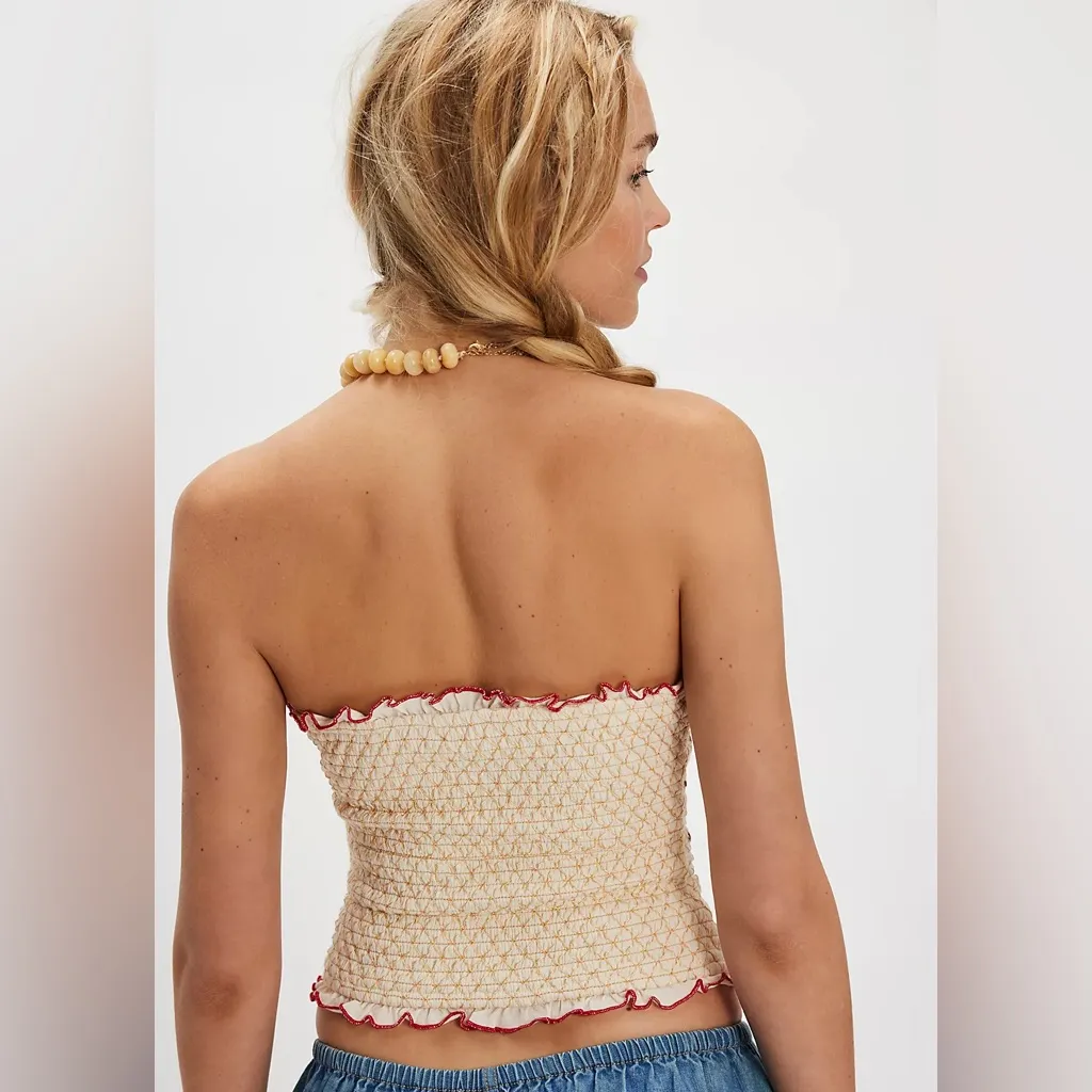 Free People Field Of Roses Smocked Tube Top Size Medium - Image 3