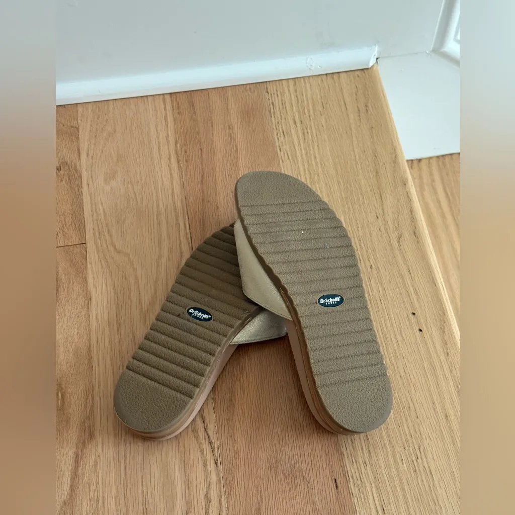 Dr. Scholl's Buckle Slide Sandals Island Icon Silver Metallic 7.5 $80 Gold - Image 9