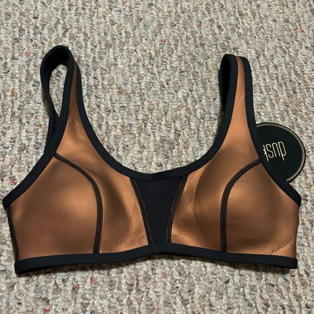 NWT Duskii Neoprene Ochre Bikini Amber Brown Bronze Metallic Set - Image 9