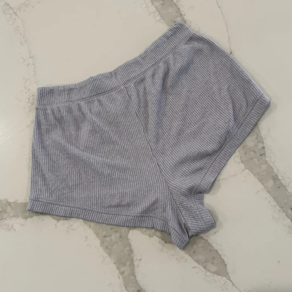 Hollister Gilly Hicks Cozy Ribbed Lounge Shorts Women’s Large Gray/Blue Sleep - Image 5