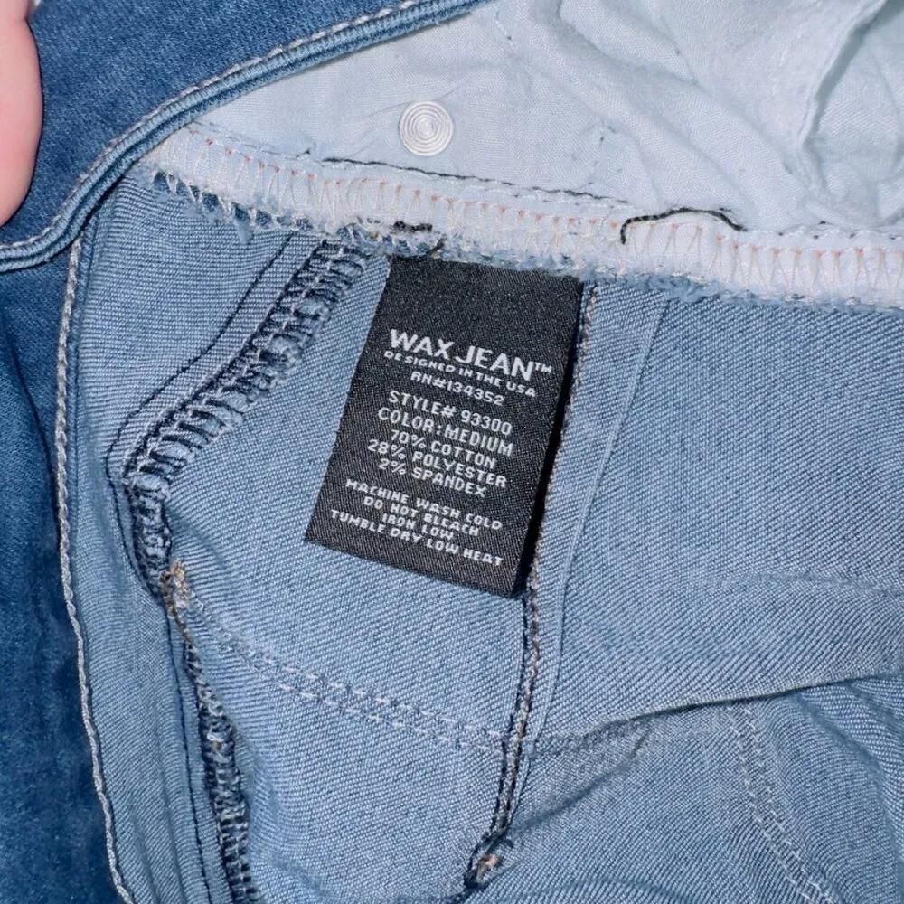 Wax Jean Medium Wash Denim Mid Rise Distressed Skinny Jean size 3 - Image 6