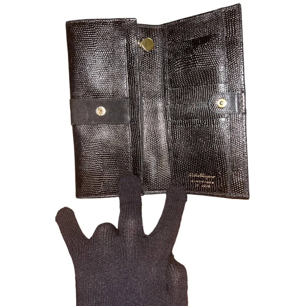 Vara Black Leather Long Bifold Wallet Made in ITALY - Image 5