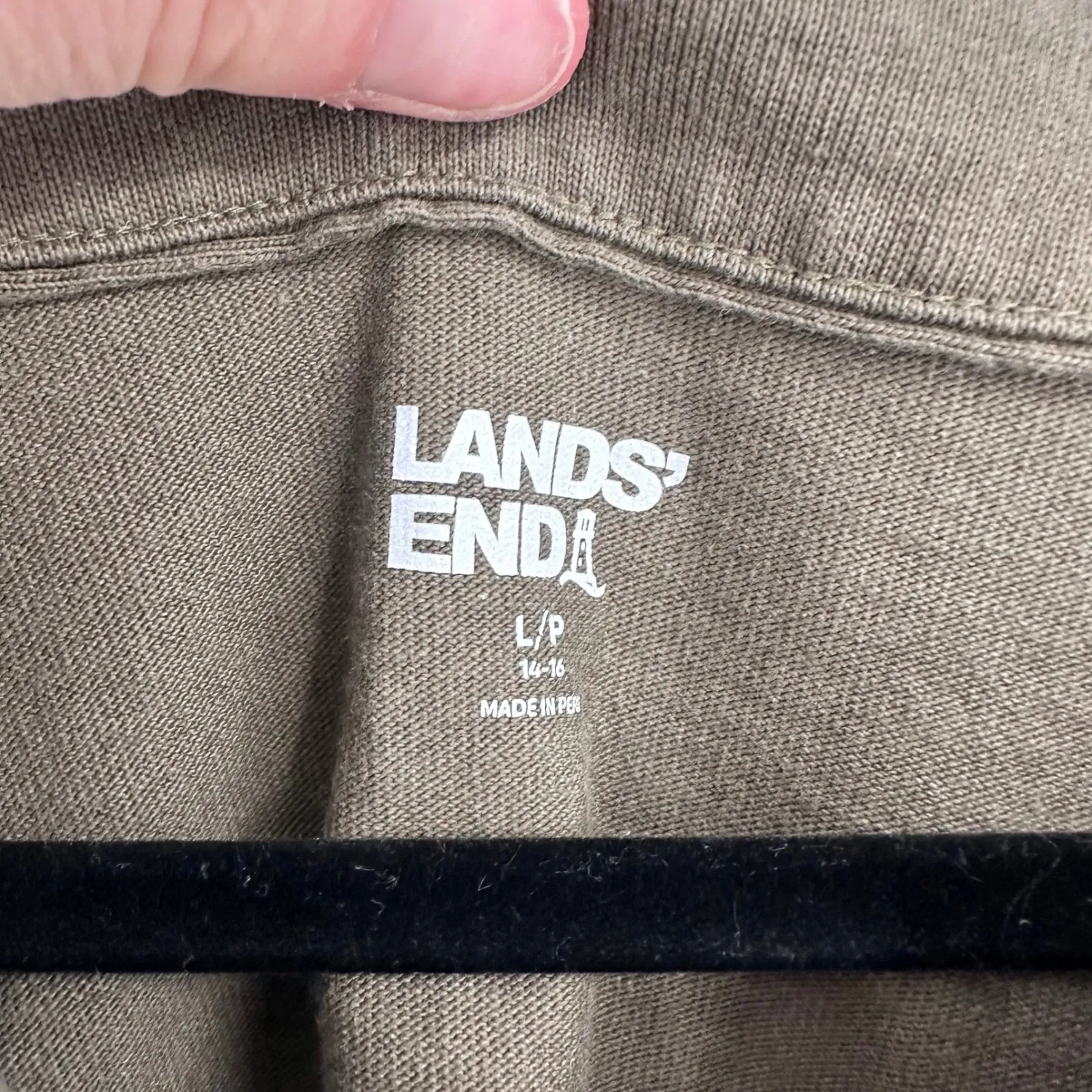 Lands End Women Olive Green Lace Up Long Sleeve Cotton Tunic Top Size Large - Image 2