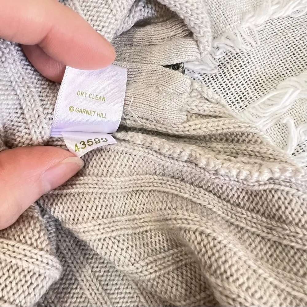 Garnet Hill Women Ribbed Knit 100% Wool Cowl Neck Pullover Sweater Sz XL Gray - Image 4