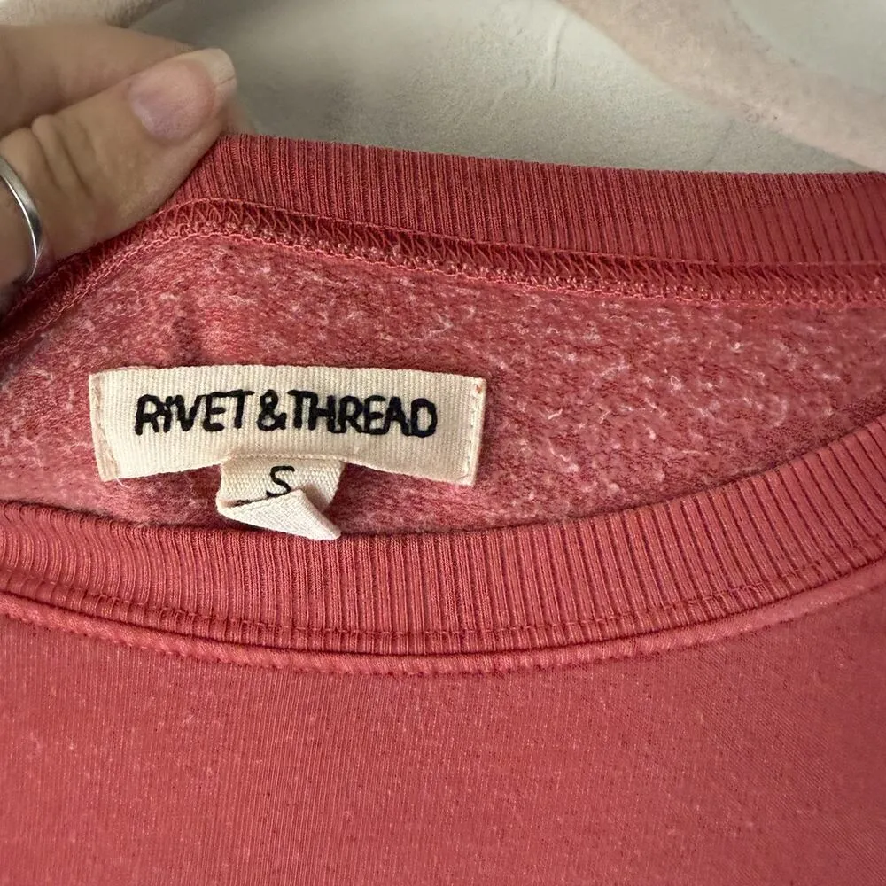 Rivet & Thread Sweatshirt Womens Small Crewneck Pullover Modal Blend Made in USA Red - Image 4